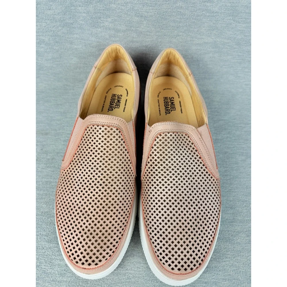 Samuel Hubbard Laguna Slip-On Sneakers Womens 10M Pink Rose Leather Perforated